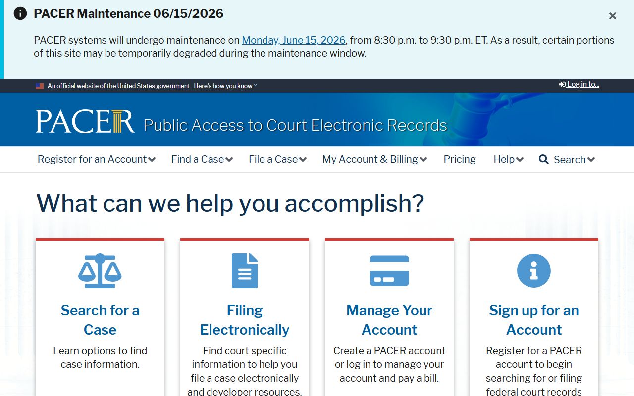 Osage County PACER registration for arrest records and court charges