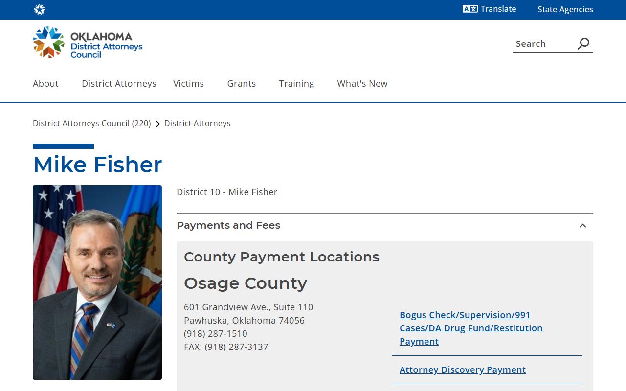 Osage County criminal court records District Attorney District 10 page