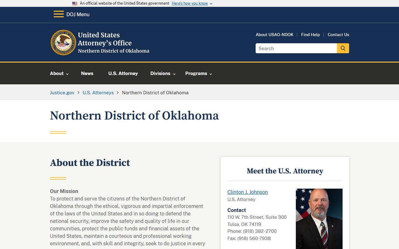 Osage County criminal court records U.S. Attorney Northern District page