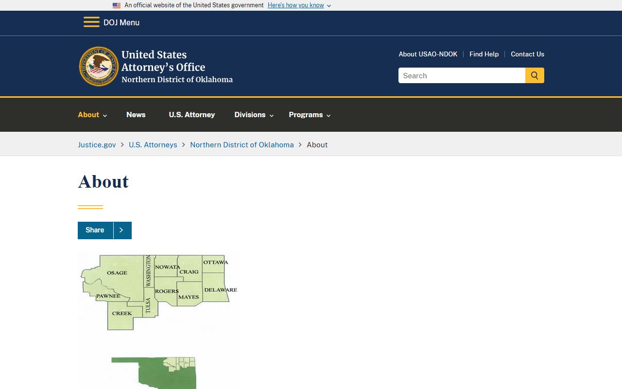 Osage County criminal court records U.S. Attorney Northern District about page