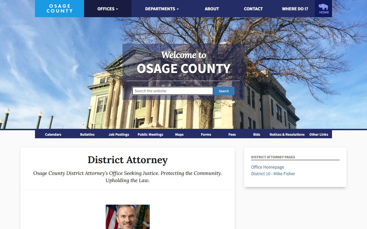 Osage County District Attorney office page for criminal prosecutions