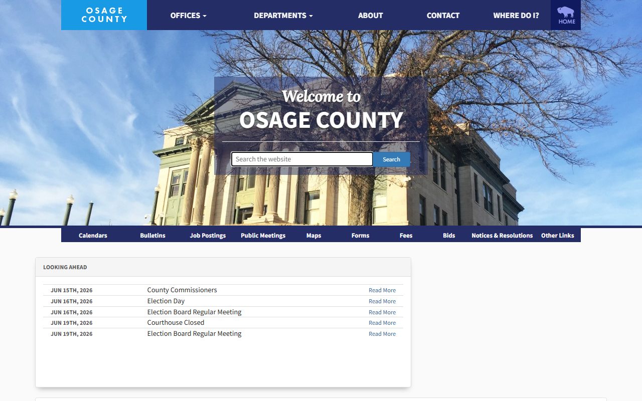 Osage County official landing page for court records and offices