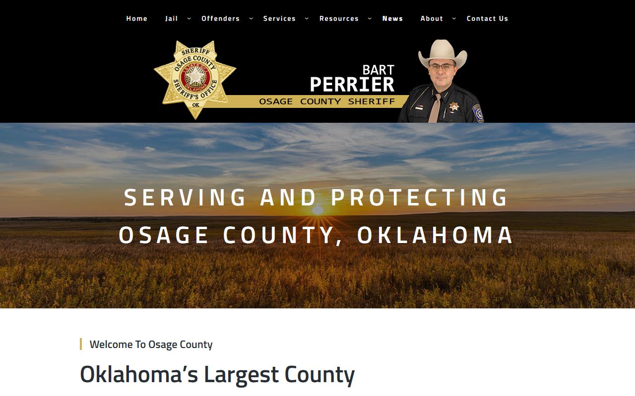 Osage County Sheriff's Office homepage with jail and inmate record links