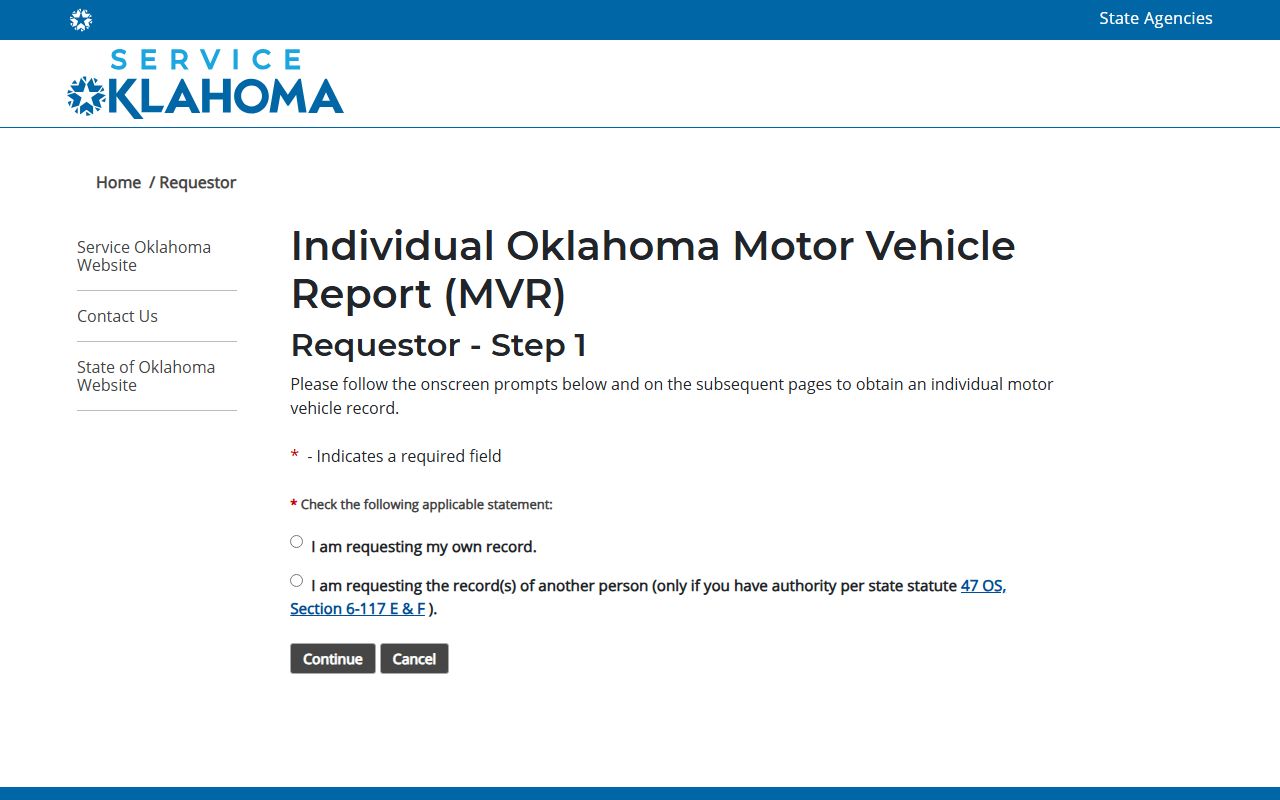 Osage County traffic court records Service Oklahoma motor vehicle record request
